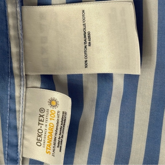 Lands End Women's Striped No Iron Cotton Button Front Blouse Blue/White Size 12T - Picture 4 of 6